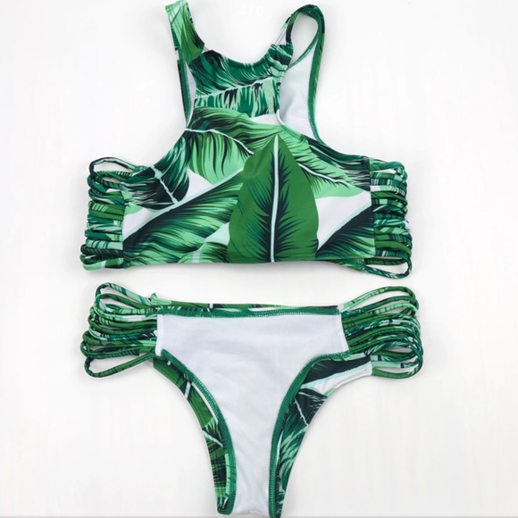 Green leaf print bikini🏝 - Picture 4 of 5